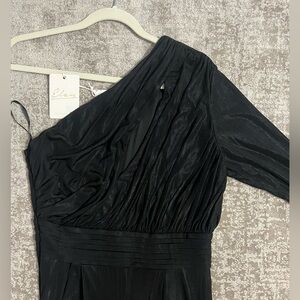 Elan shimmery silk pantsuit with cinched bottom